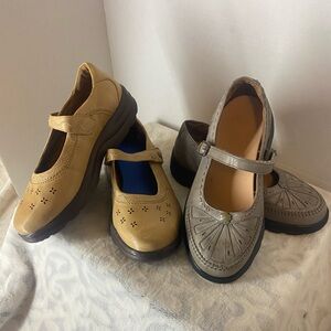 Two Dr. Comfort Tan and Gray Women's Mary Jane Shoes